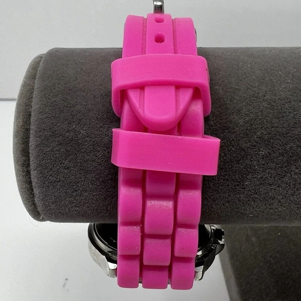 Minnie Mouse Accutime Girls Analog Watch Pink Silicone Band Time Learning Disney